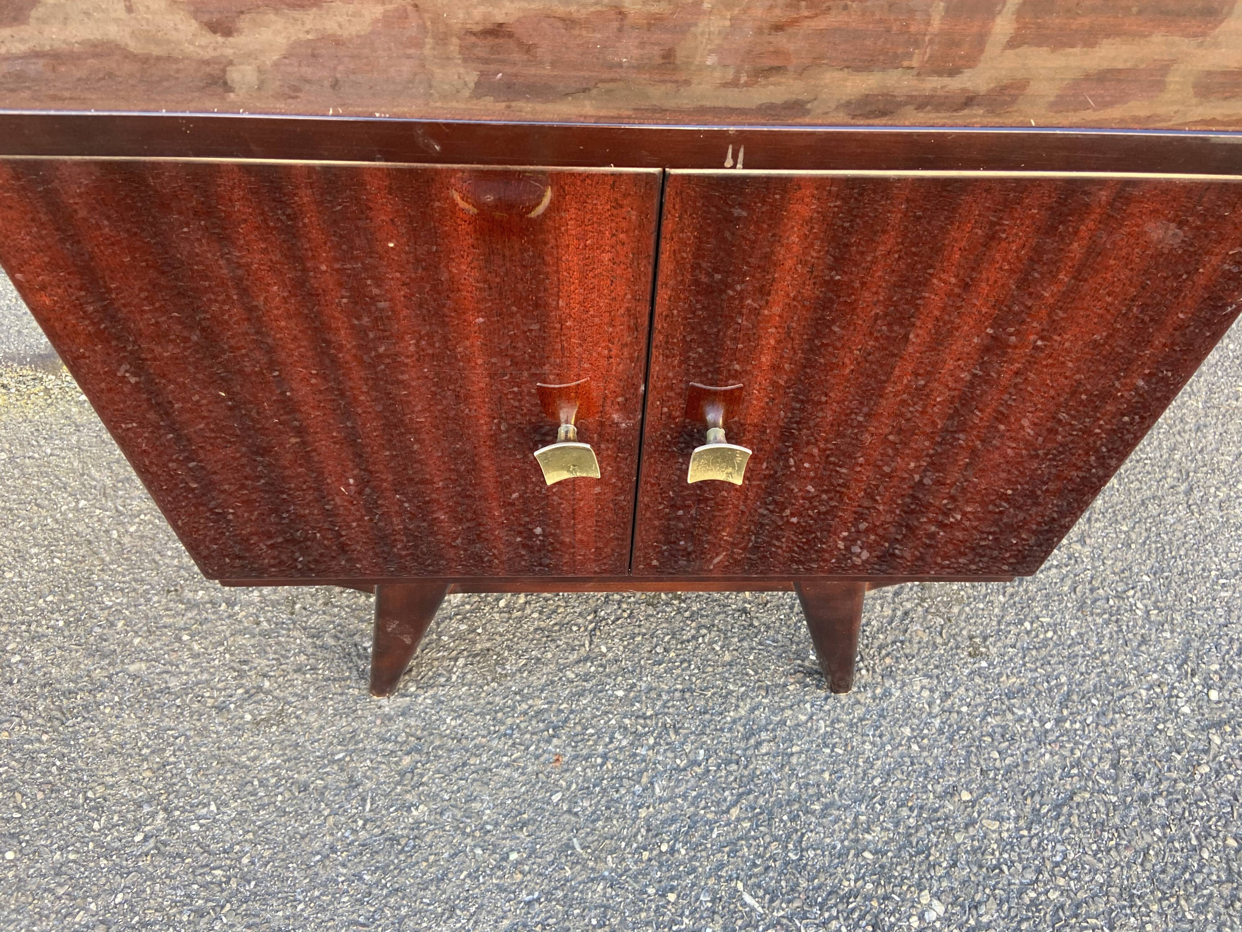 Bedside night table design 1960 vintage Scandinavian feet compass