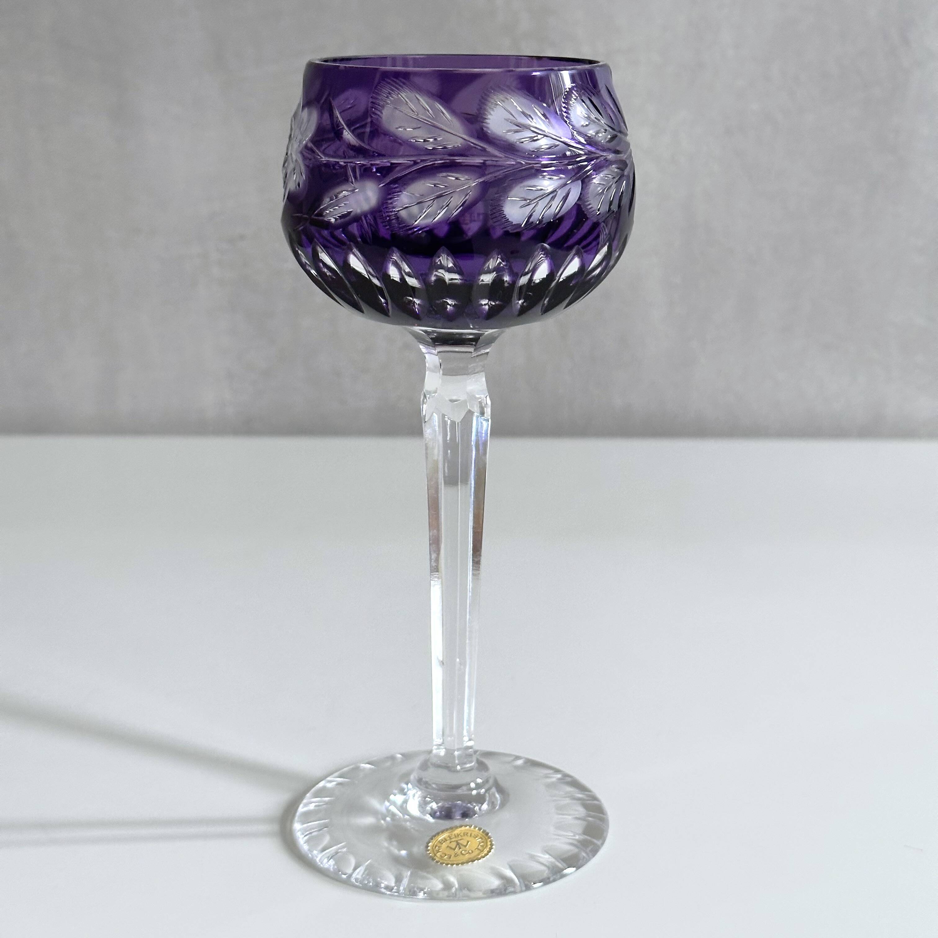 Collection of Lead Crystal Glasses, Colored Wine Glasses
