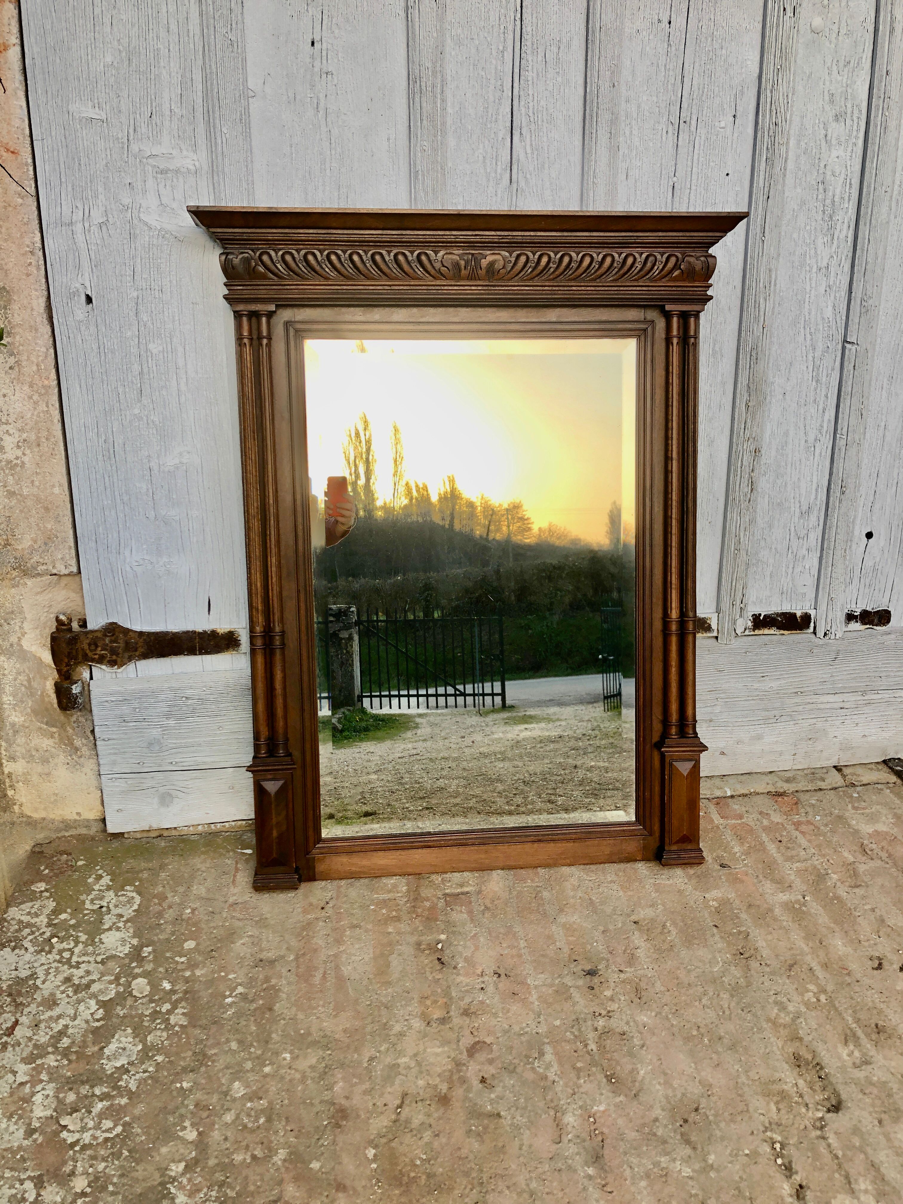 Rectangular mirror, wooden trumeau 120x139