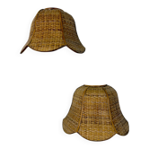 Pair of vintage woven rattan wall shades, Italy 1970s