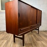 Vintage Scandinavian "highboard" sideboard in teak, 60s