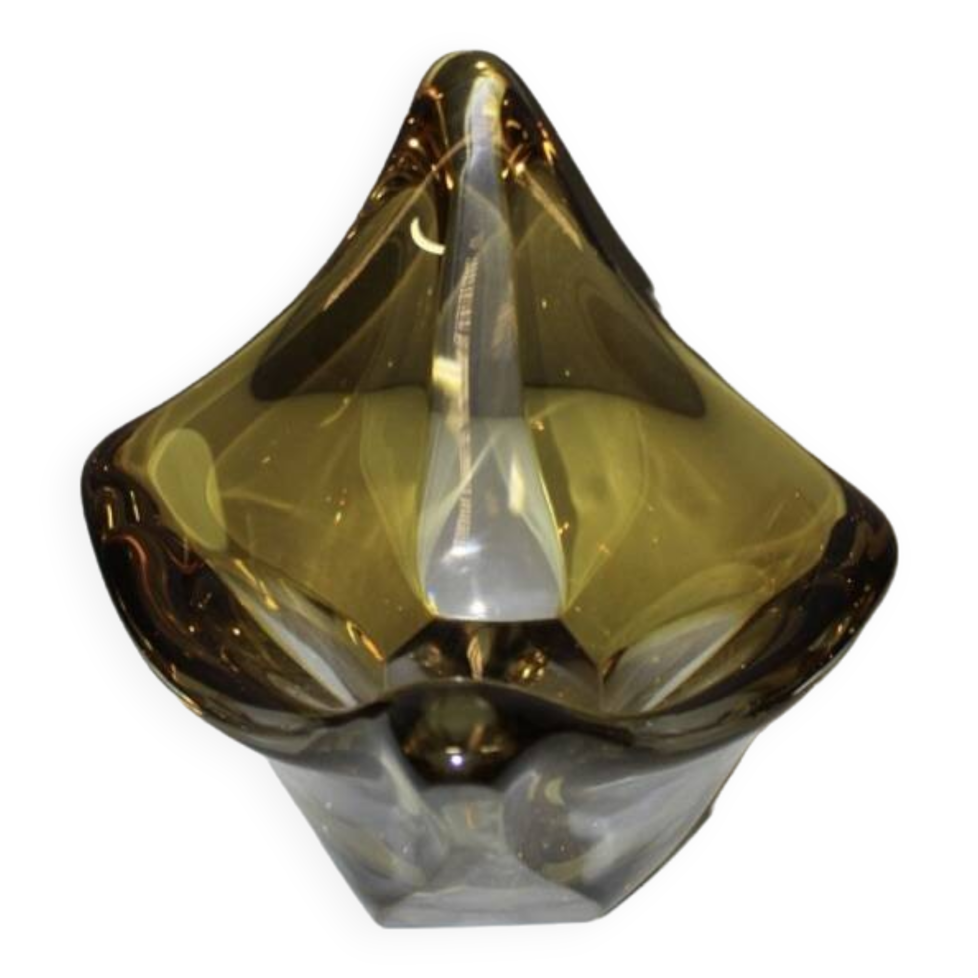 Yellow and clear crystal cup circa 1960