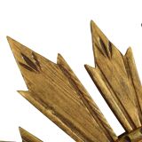 Vintage Wooden Sunburst Sun Mirror Convex France 51cm