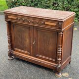 Henri II two-door sideboard in solid wood and marble