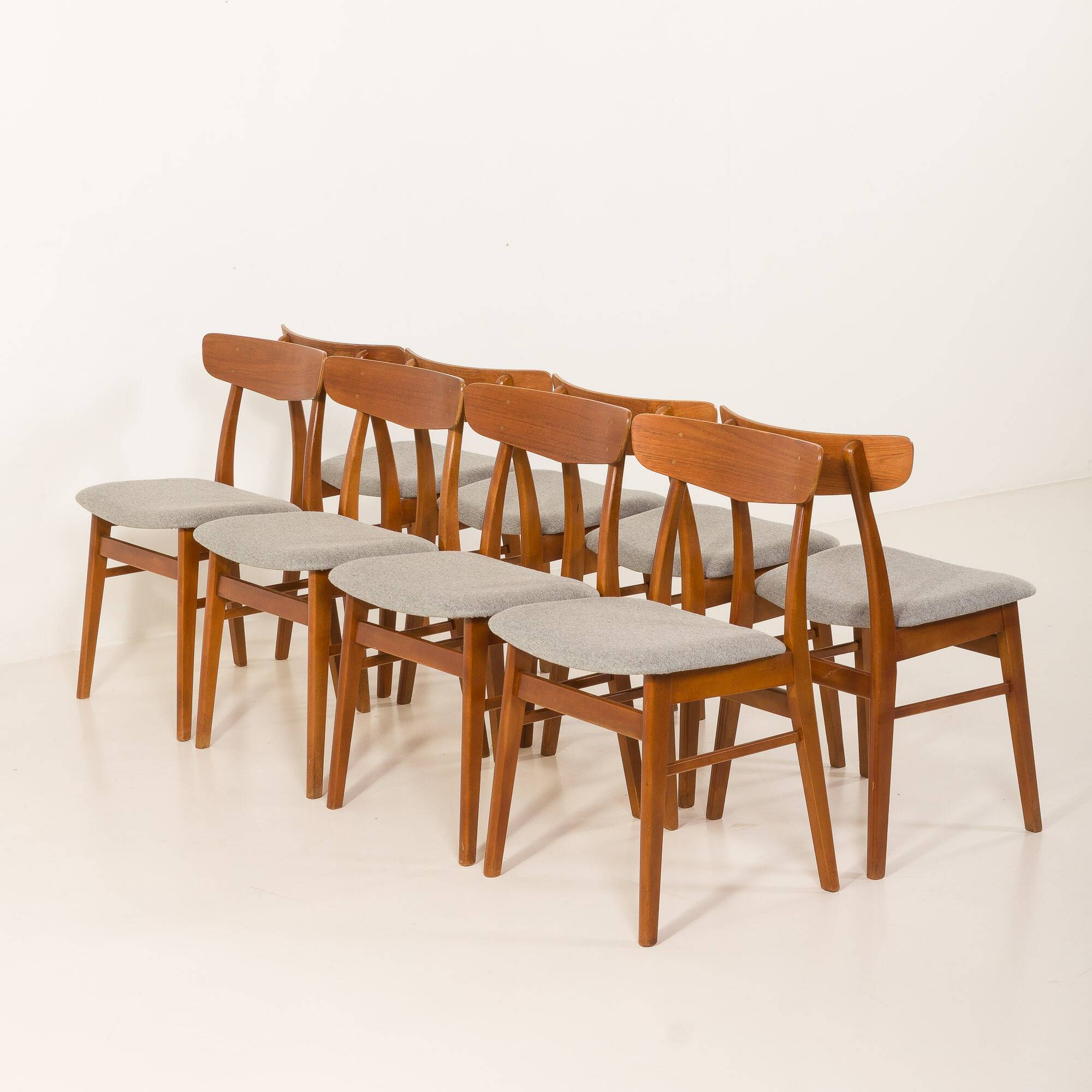 Danish vintage teak chairs attr. to Farstrup, set of 8, 1960s