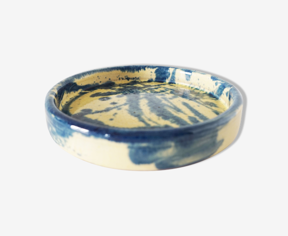 Vide poche vintage céramique bleu et jaune