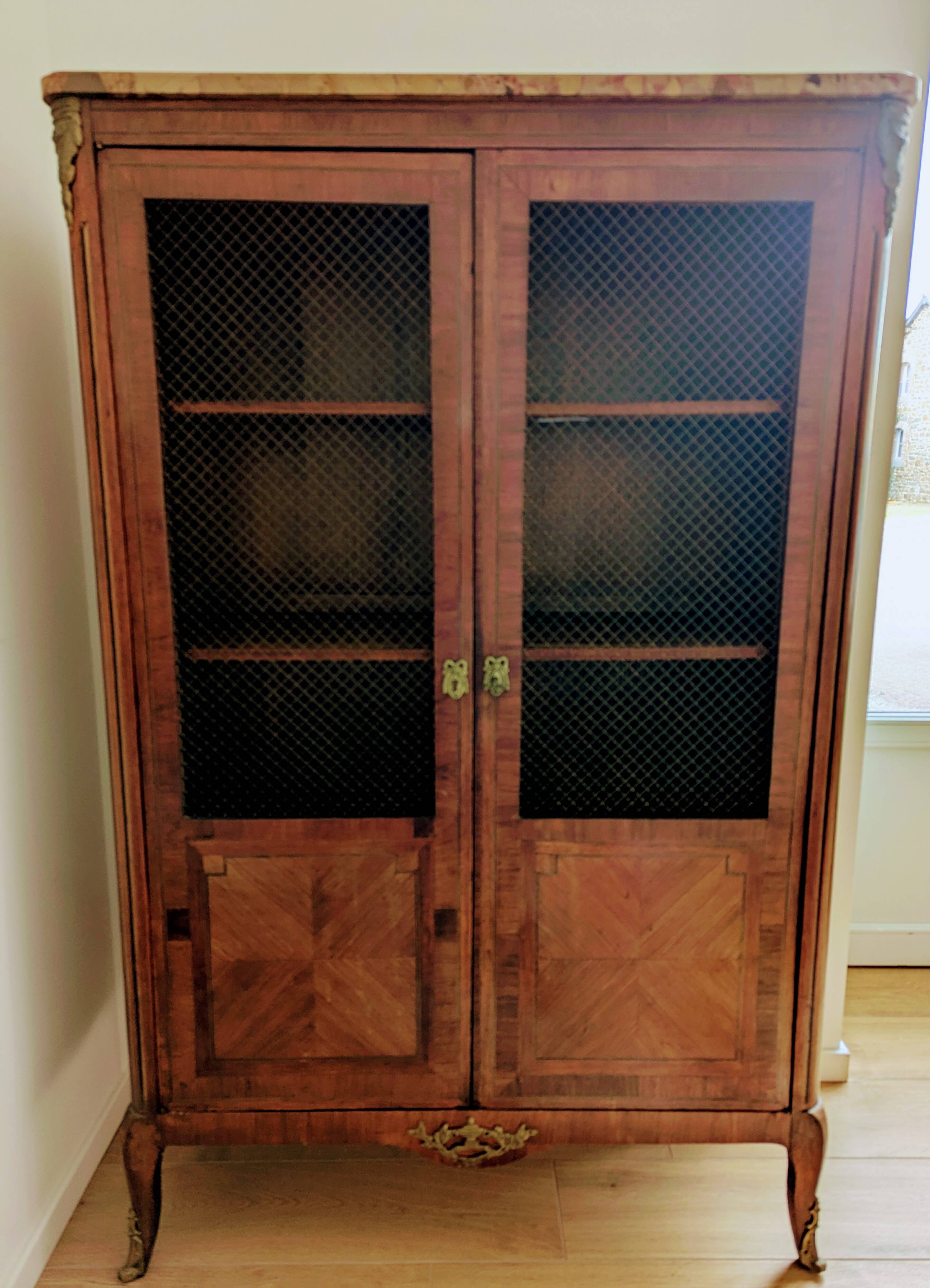 Marquetry library in Transition style Louis XV / Louis XVI