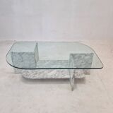 Italian Marble and Glass Coffee Table, 1980's