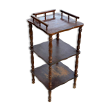 Napoleon style side table in solid vintage oak wood with 3 shelves