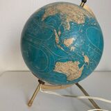 Vintage globe 1974 terrestrial tripod glass Taride
