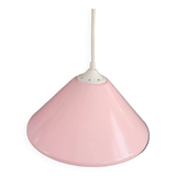 Conical pendant light in pink metal