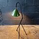 Industrial floor lamp in black lacquered metal and green enamelled sheet metal