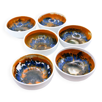 Set of 6 psychedelic seventies bowls from Sarreguemines