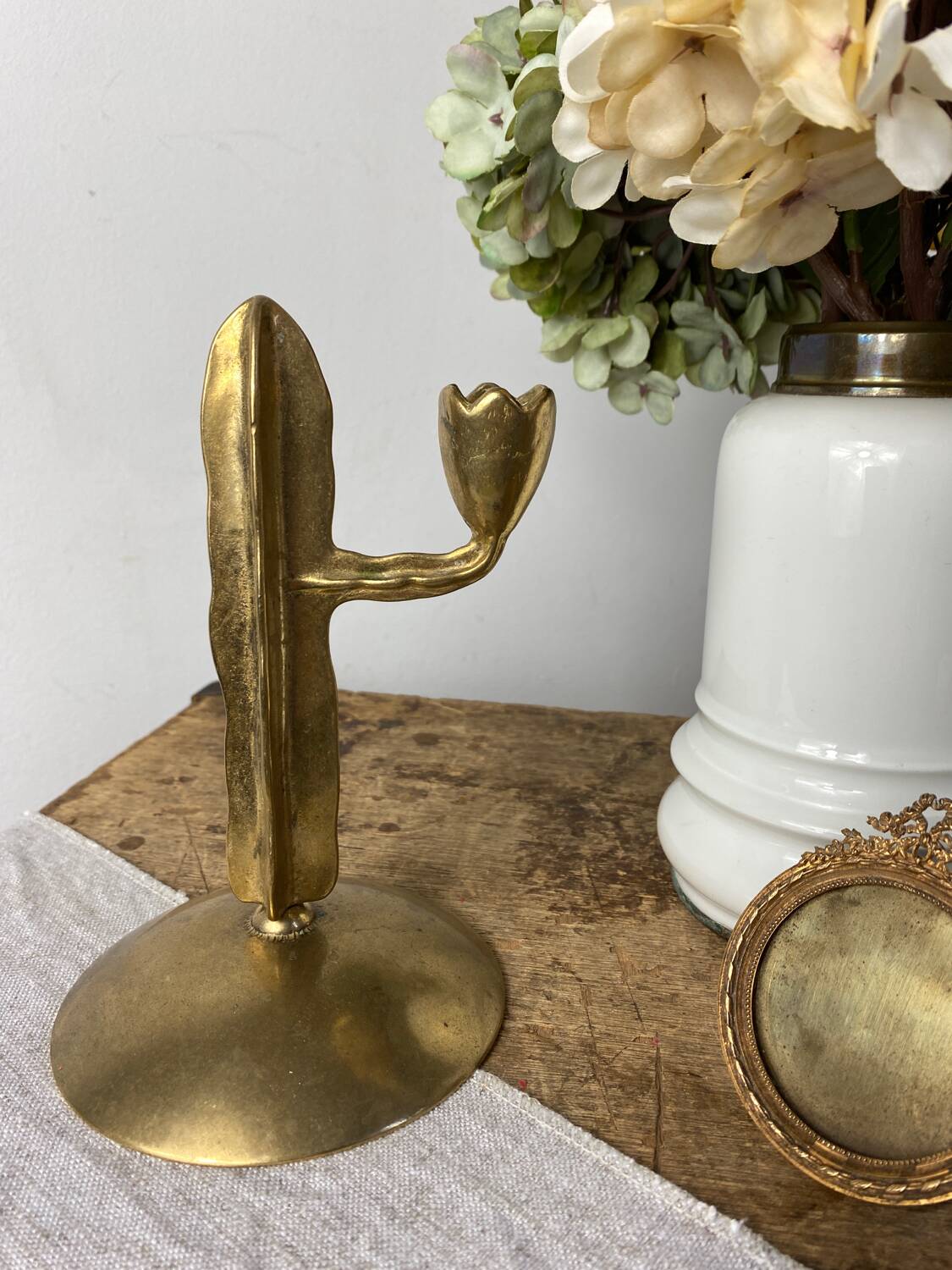 Cactus brass candle holder