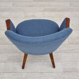 1960s, danish design, reupholstered lounge chair, camira furniture wool fabric, teak
