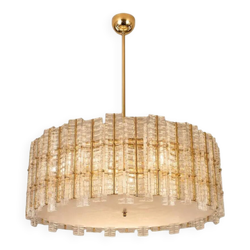 Contemporary Modern Italian “Tropical” Murano Glass Gold Round Chandelier b