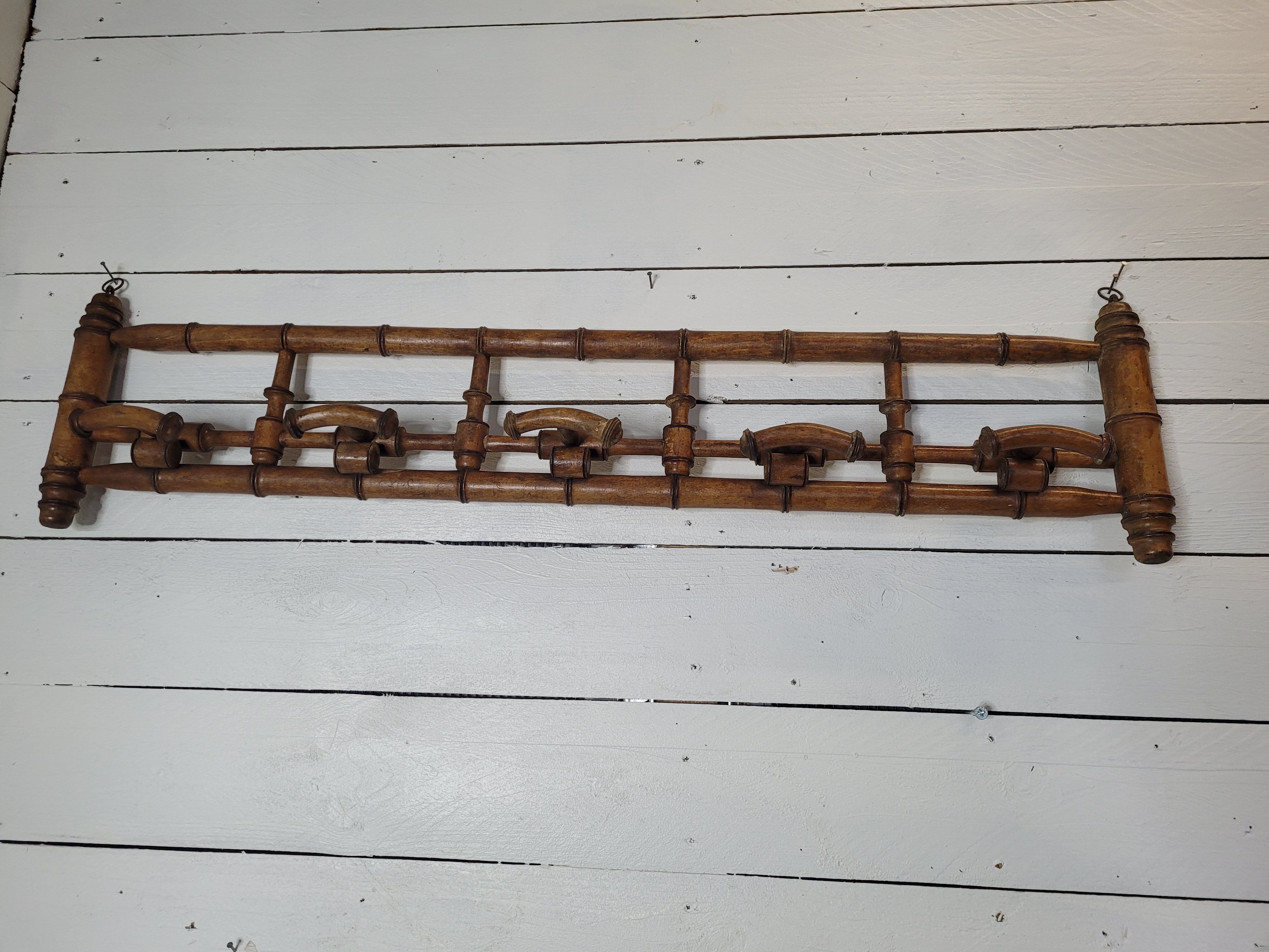 Coat rack wood bamboo 5 hooks, 106cms of L