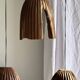 Large suspension or lampshade in organic natural teak, tubular H40 D30.