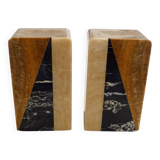 Art Deco bookends pair in marble and onyx.
