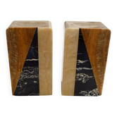 Art Deco bookends pair in marble and onyx.
