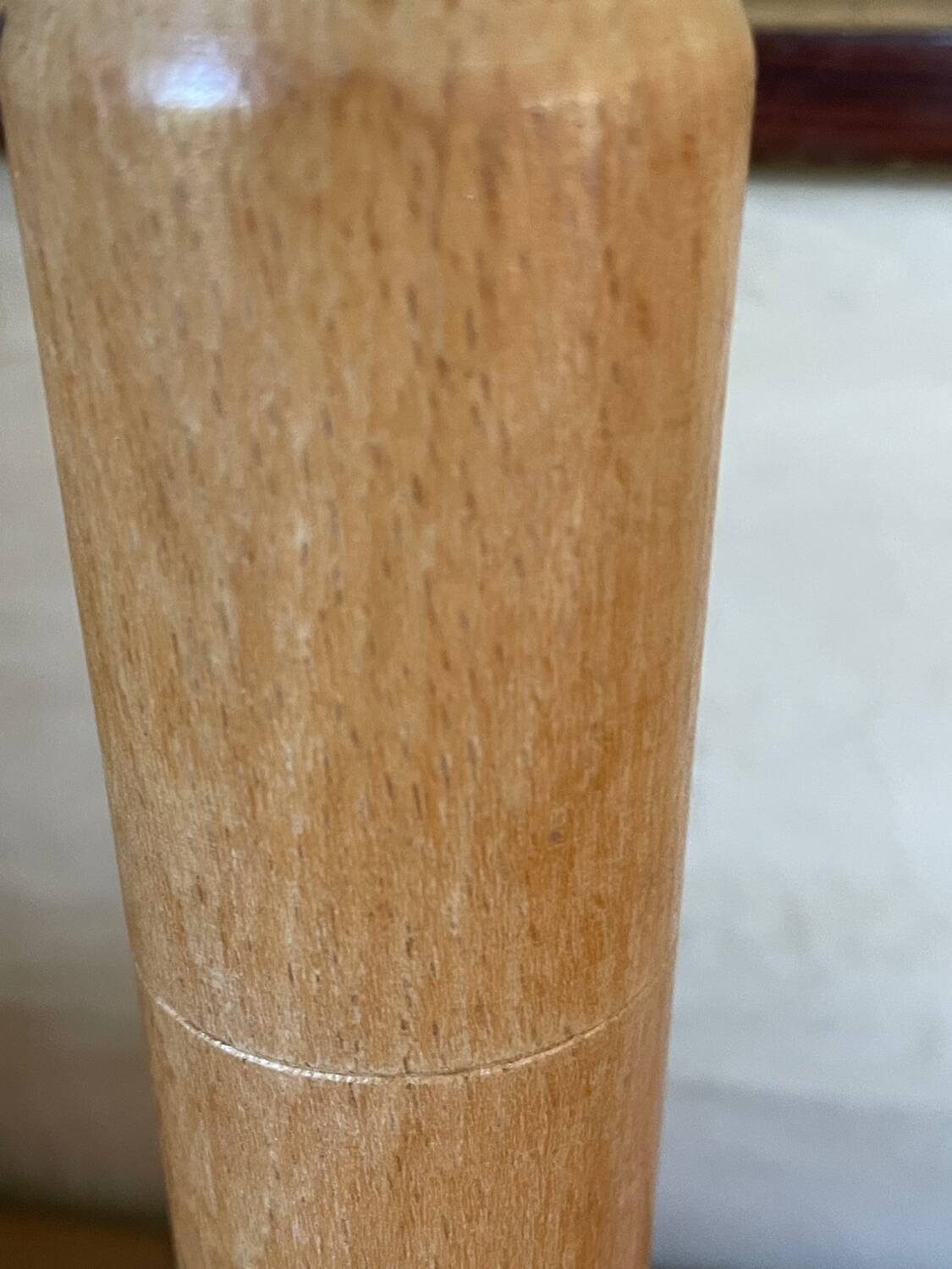 Pied de lampe hêtre et laiton style Mazda