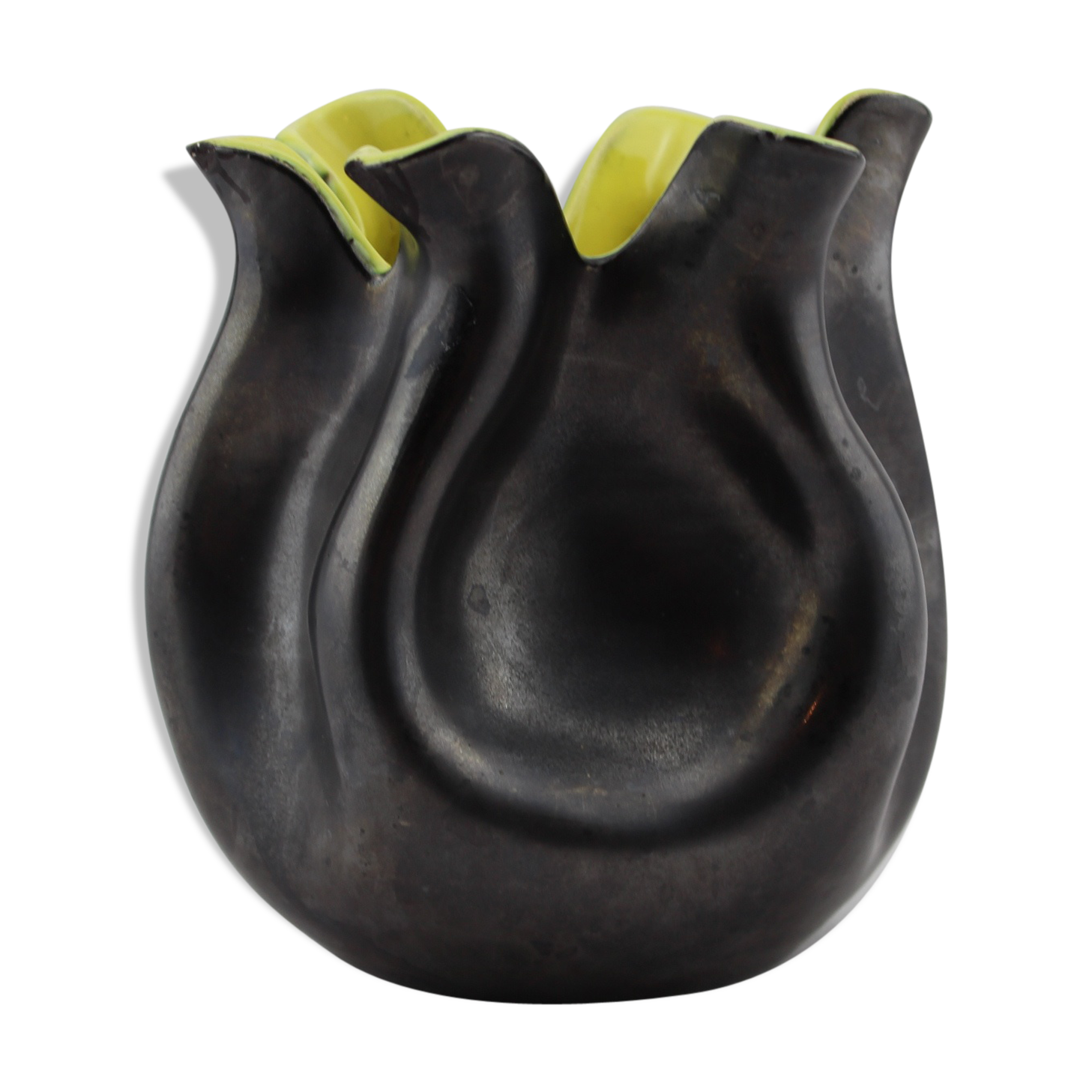 Vase Elchinger ceramic black and yellow