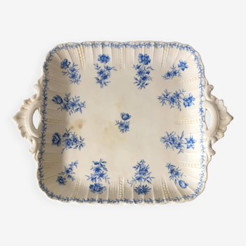 Ancien plat de présentation carré en porcelaine estampillé Sarreguemines et Digoin