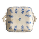 Ancien plat de présentation carré en porcelaine estampillé Sarreguemines et Digoin