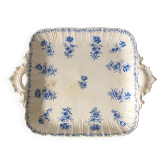 Ancien plat de présentation carré en porcelaine estampillé Sarreguemines et Digoin
