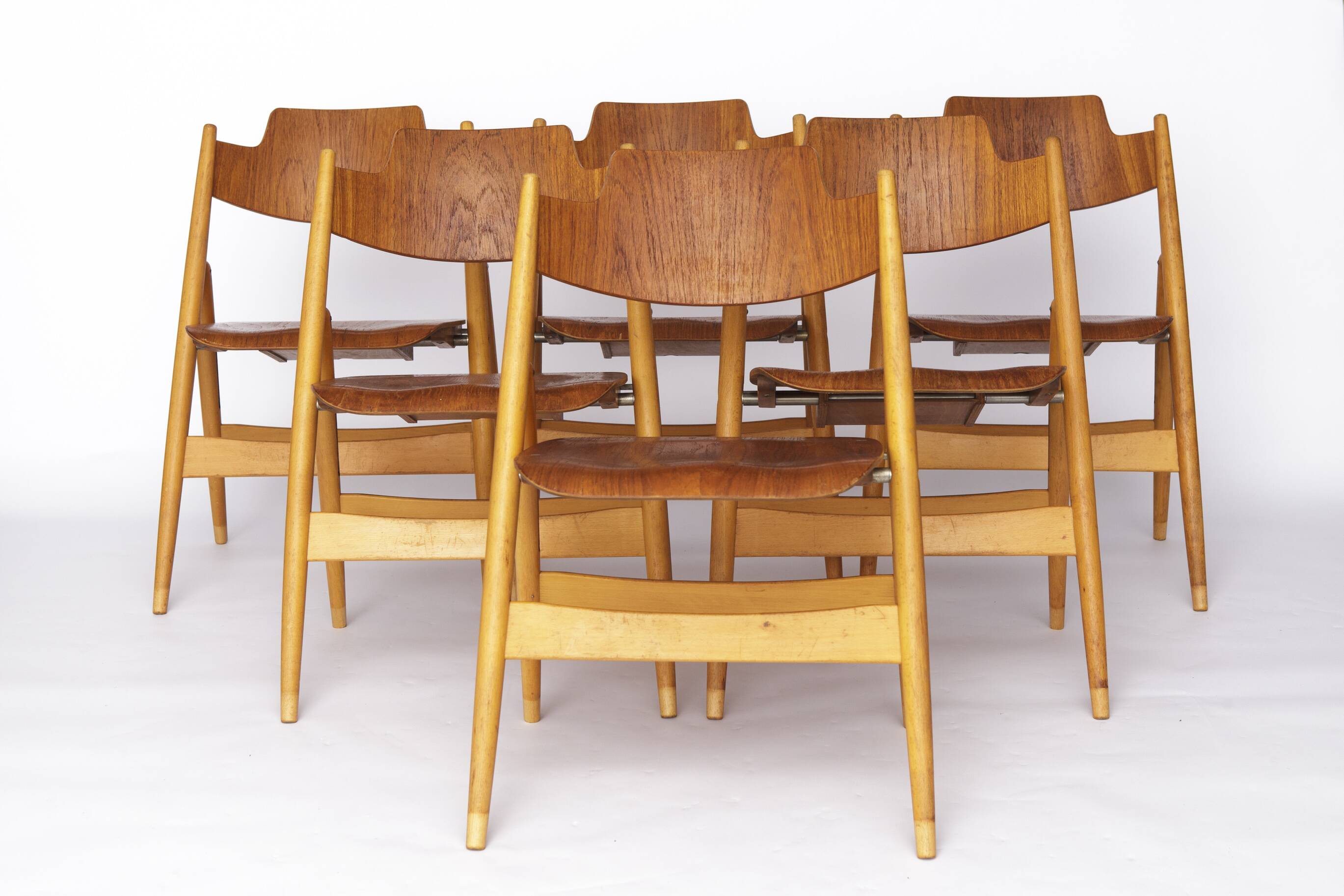Set of 6 Egon Eiermann SE18 Folding Chairs – Wilde + Spieth, 1950s, Teak