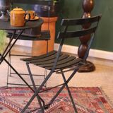 Vintage dark green metal bistro set