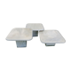 Vintage square trundle tables in travertine. 1970.