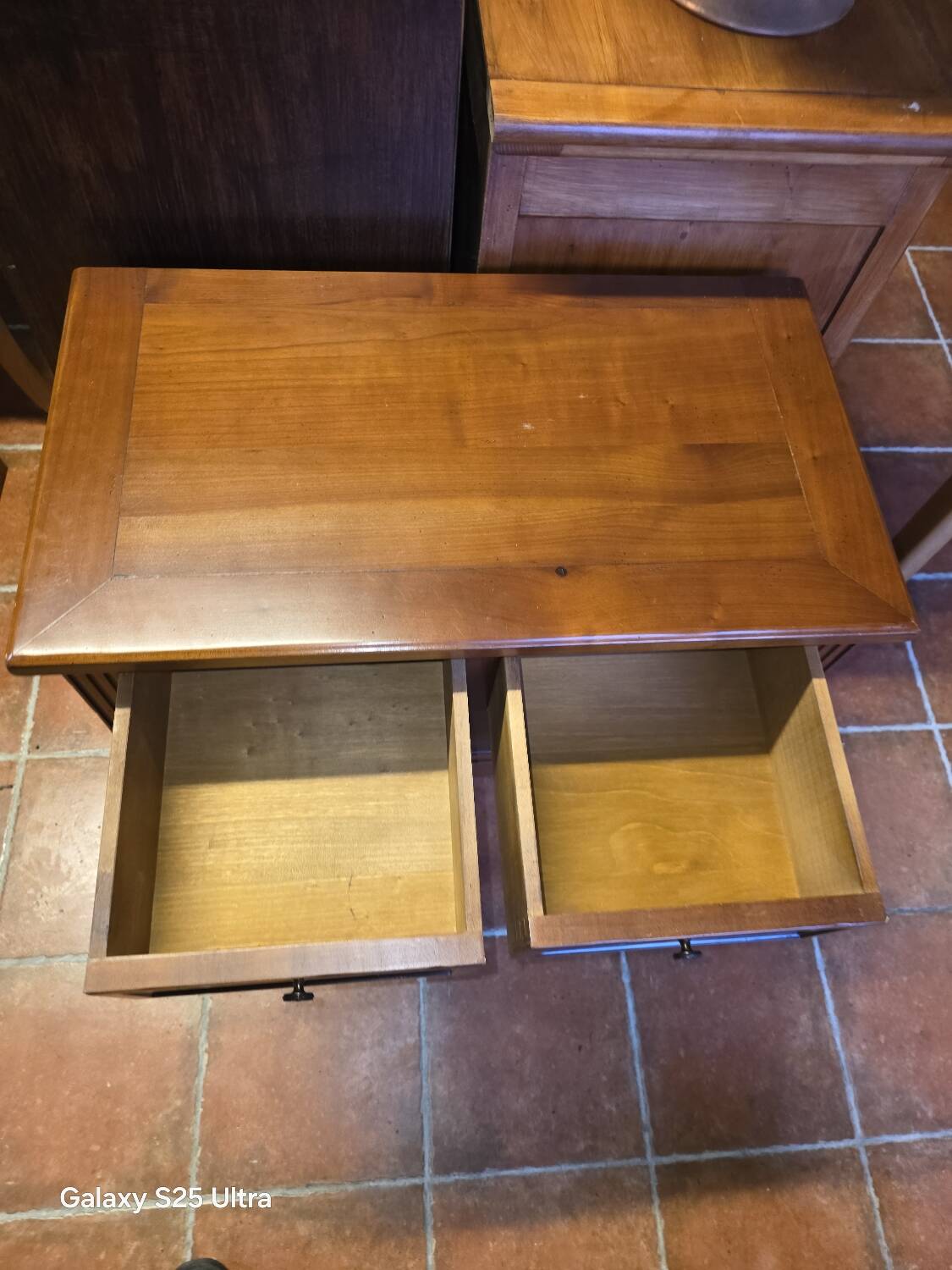 Louis XVI style commode in solid cherry wood.