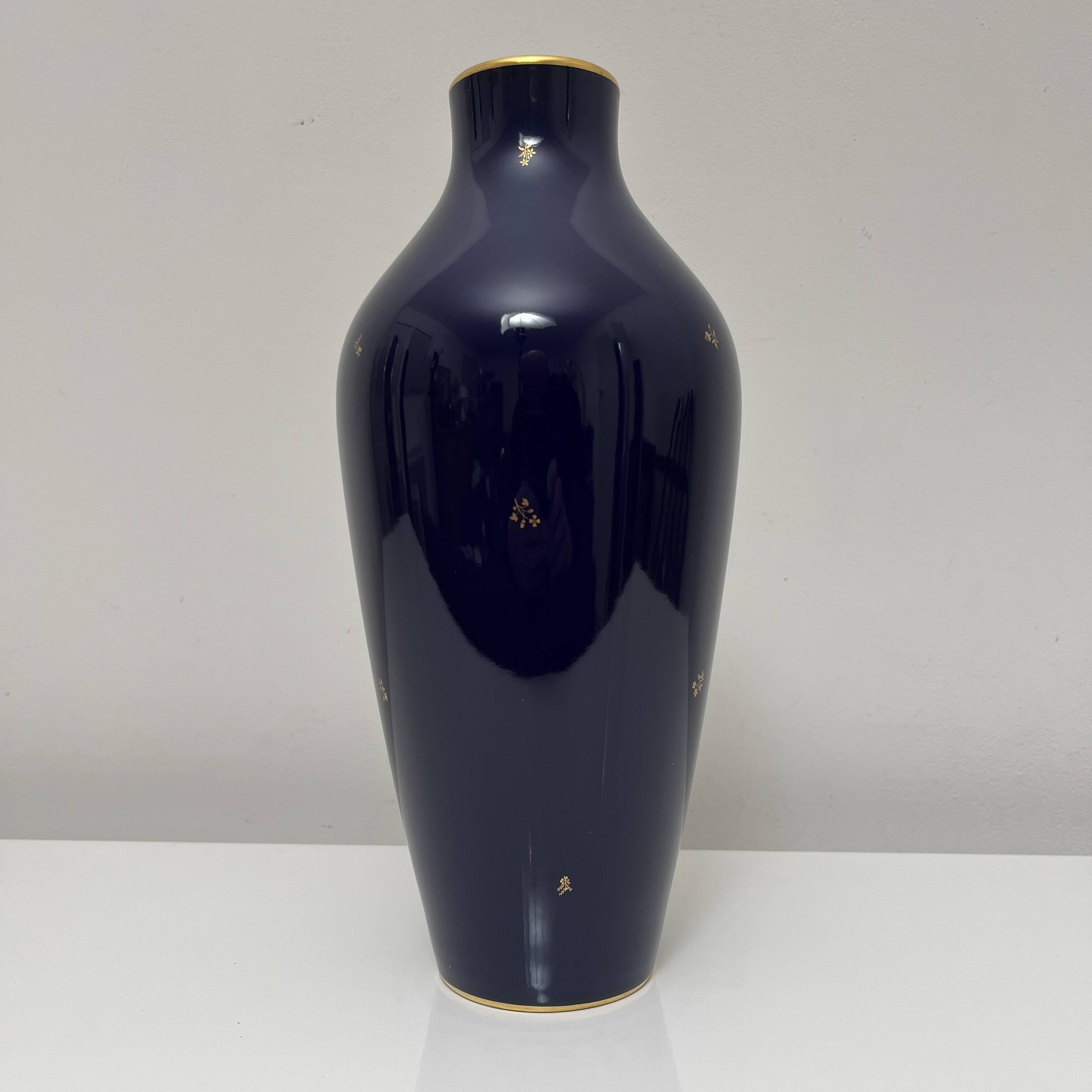 Cobalt Blue porcelain vase, Manufacture Nationale de Sevres France