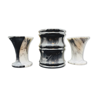 Vase and duo of marble candlesticks - mid 20th