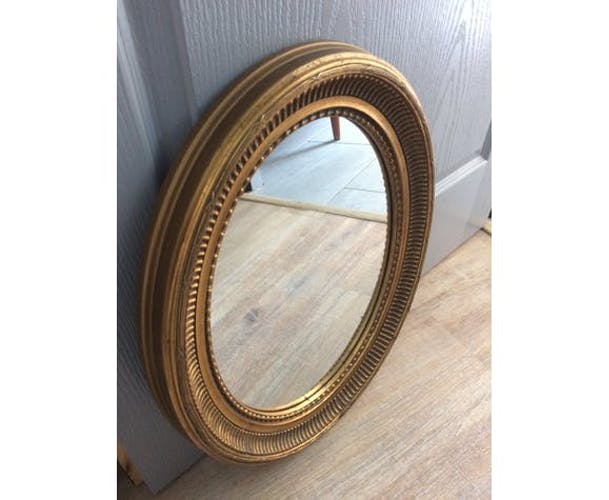 Miroir ancien ovale doré 50x40cm