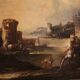 Great 18th century painting landscape with knights