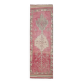 Tapis coureur vintage turc en laine et coton noué à la main des années 1970, 90x303.