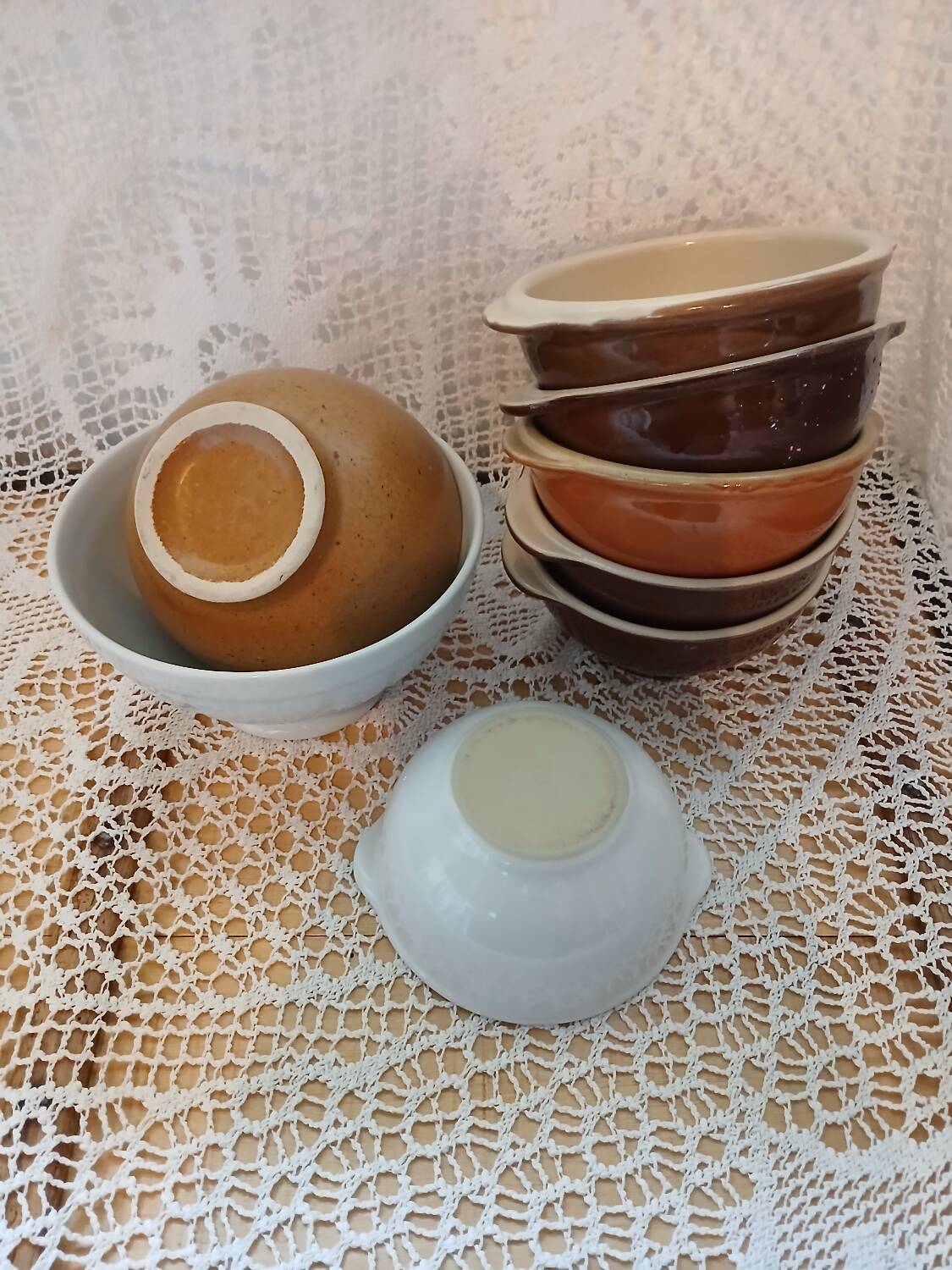 8 mismatched antique bowls