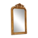 Grand miroir baroque en or avec un crête orné.