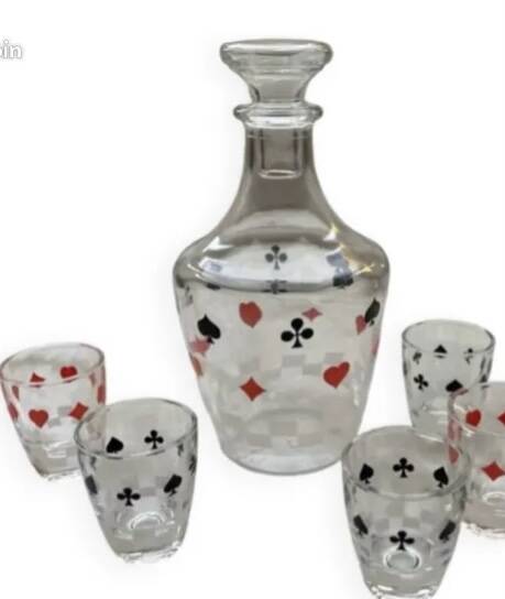 Carafe and 6 liqueur glasses, Arques Crystal Factory