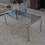 Coffee table chrome and smoked glass
