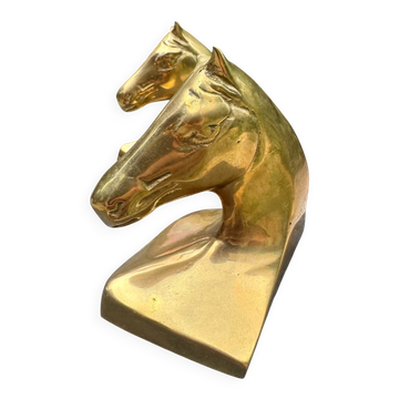 Paire de serre-livres en laiton cheval Art Déco