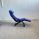 1980s Designer Lounge Chair in black fabric and blue Alcantara cover