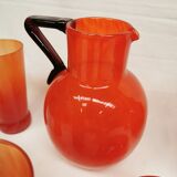 Schneider Orangeade / Lemonade Service, Le Verre Français. 2 Pitchers and 6 Glasses