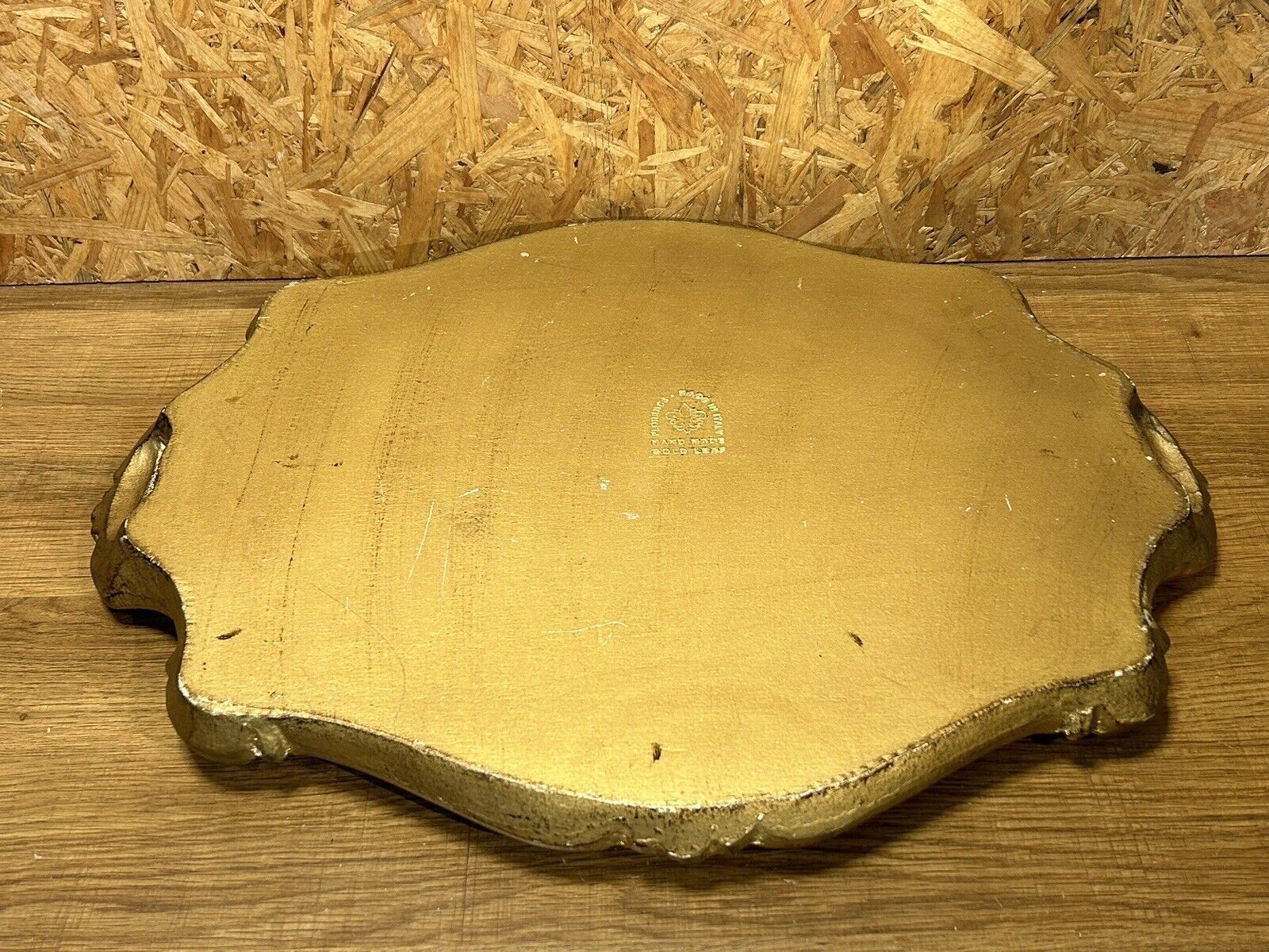 Old florentine tray painted wood, gilded, vintage 60,70