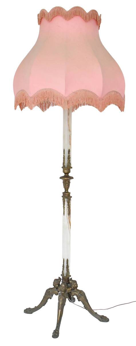 Onyx, bronze and gilded brass floor lamp