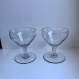 Set of 8 champagne glasses in crystal engraved 50s