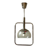 Space Age Pendant Lamp in Chrome Metal and Smoked Plexiglass, 1970s