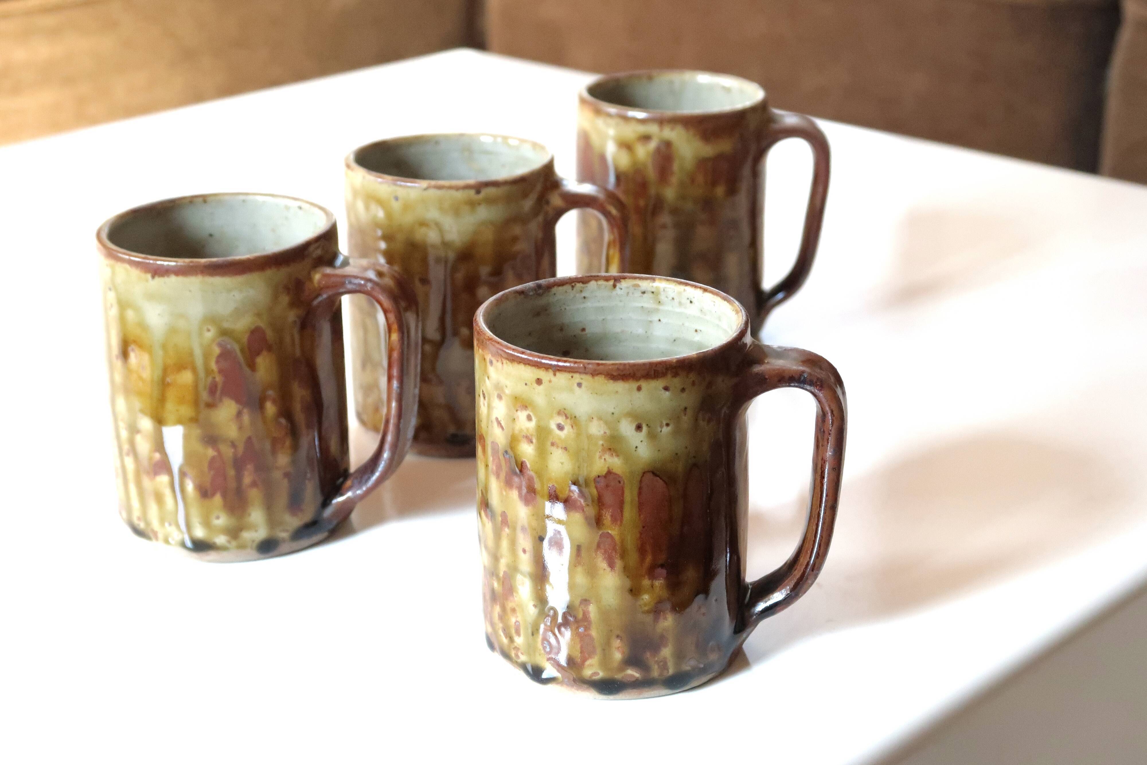 Set of 4 mugs in Migeon sandstone, La Borne, 60s